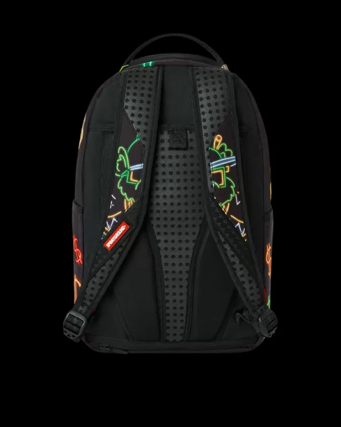 Zaino Sprayground Urbano Stile Orso Banconote con Luci della Città - Design Unico per Strada Metropolitana
