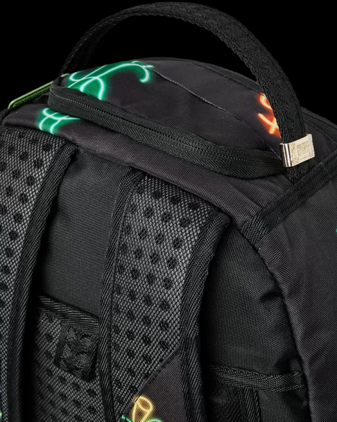 Zaino Sprayground Urbano Stile Orso Banconote con Luci della Città - Design Unico per Strada Metropolitana