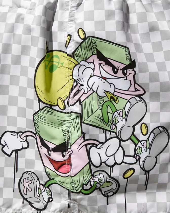 Sprayground Costumi Uomo Stampa Monete - Design Marino con Trama Valutaria per Spiaggia e Piscina