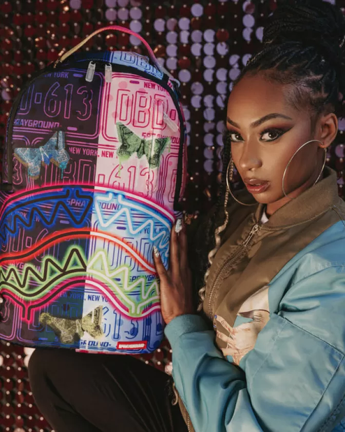 Zaino Sprayground Farfalle Fluorescenti - Design Unisex con Luci LED e Stampa 3D