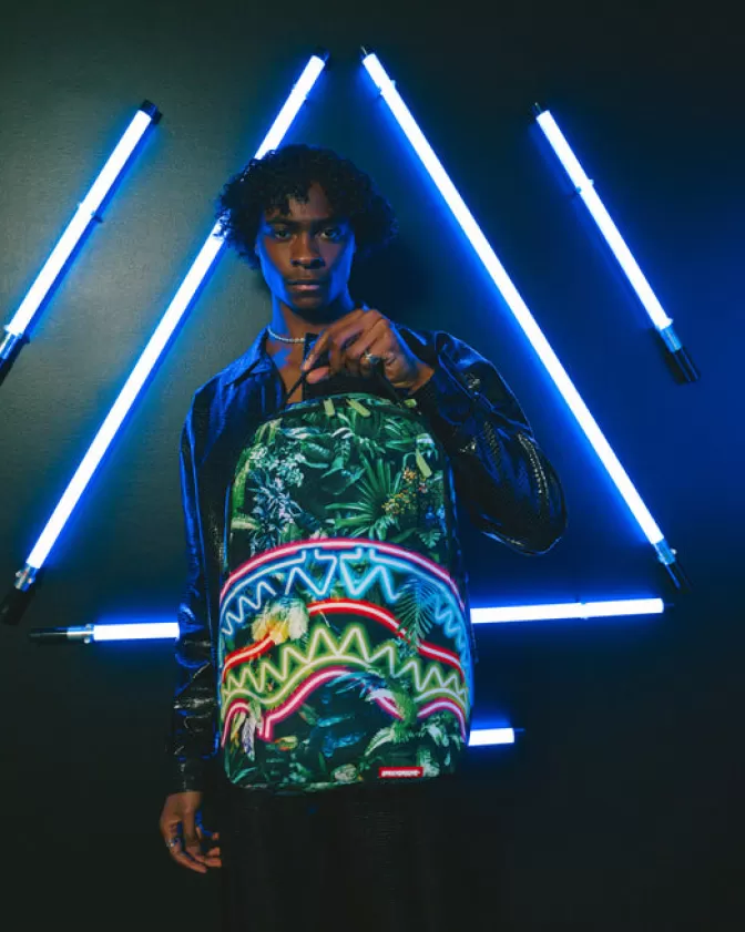 Zaino Sprayground - Edizione Foresta Neon: Design Futuristico con Trame Luminose