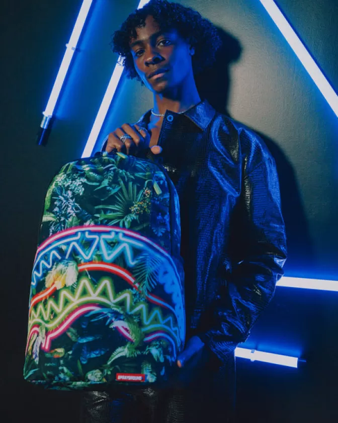 Zaino Sprayground - Edizione Foresta Neon: Design Futuristico con Trame Luminose