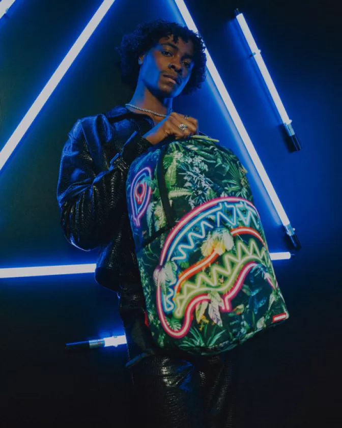 Zaino Sprayground - Edizione Foresta Neon: Design Futuristico con Trame Luminose