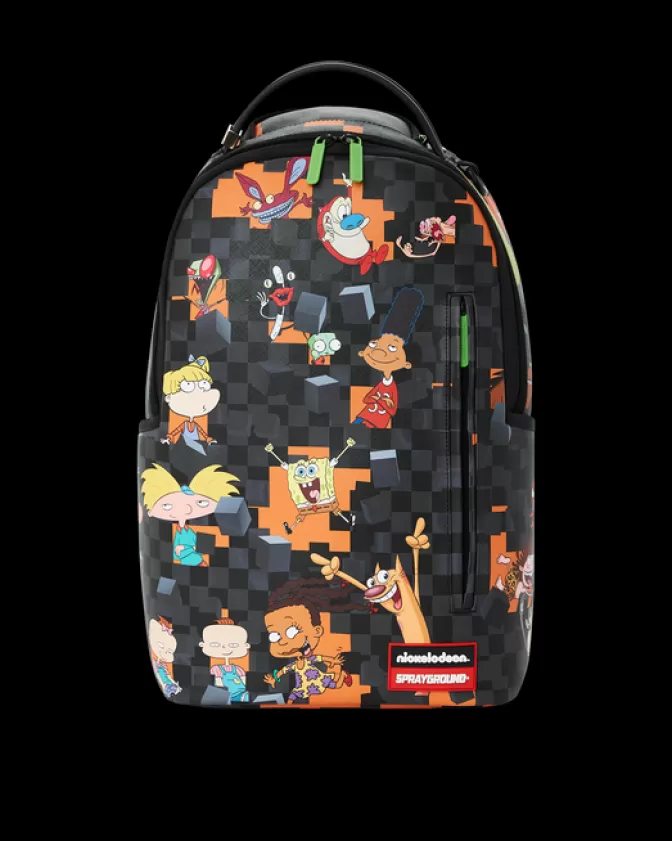 Zaino Sprayground X Nickelodeon: Checkbreak DLXV Impermeabile con Design Retrò per Scuola e Viaggi - Stile Urbano Resistente