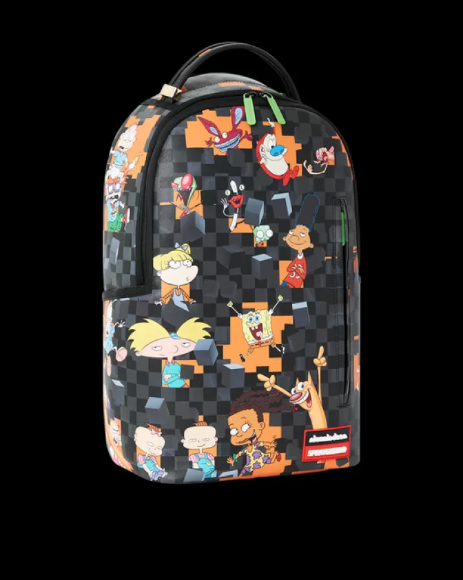 Zaino Sprayground X Nickelodeon: Checkbreak DLXV Impermeabile con Design Retrò per Scuola e Viaggi - Stile Urbano Resistente