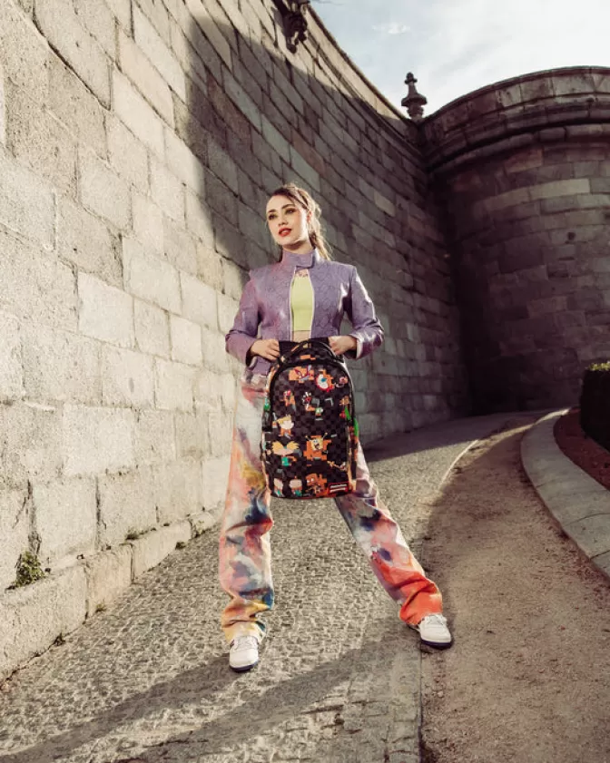 Zaino Sprayground X Nickelodeon: Checkbreak DLXV Impermeabile con Design Retrò per Scuola e Viaggi - Stile Urbano Resistente