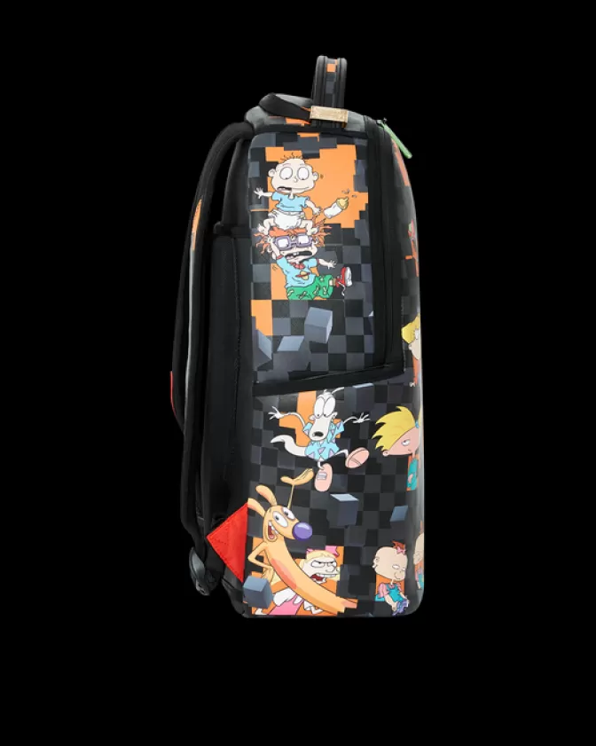 Zaino Sprayground X Nickelodeon: Checkbreak DLXV Impermeabile con Design Retrò per Scuola e Viaggi - Stile Urbano Resistente
