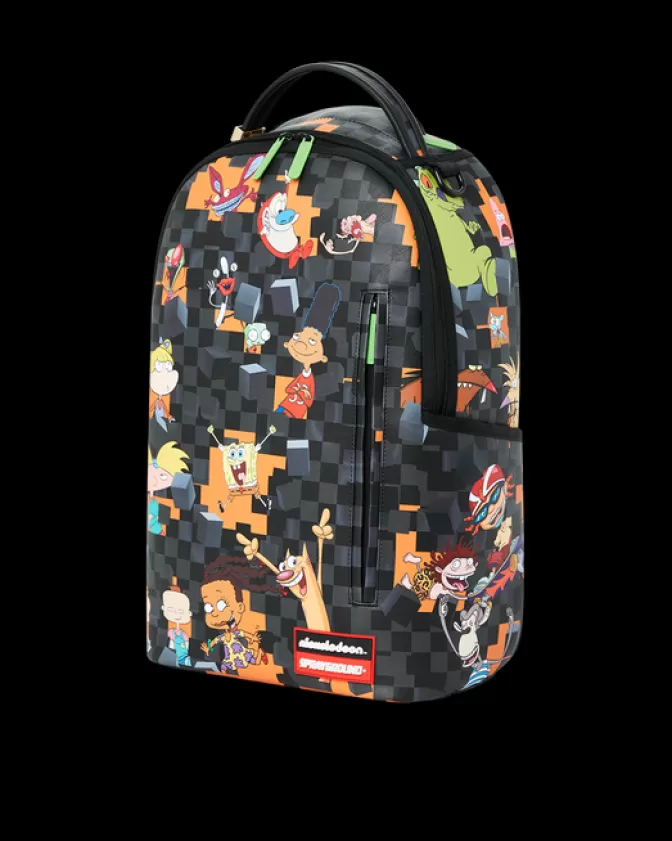 Zaino Sprayground X Nickelodeon: Checkbreak DLXV Impermeabile con Design Retrò per Scuola e Viaggi - Stile Urbano Resistente