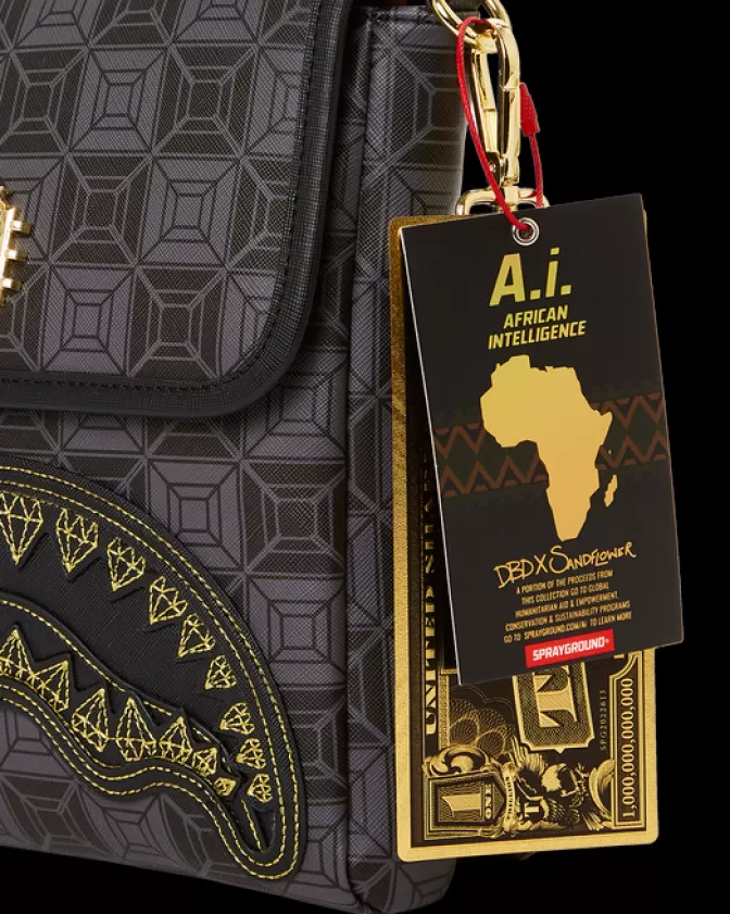 Borsa a Tracolla Grande Sprayground | Design Ossidiana Acceso con Collaborazione Sandflower | Edizione Limitata A.I.6