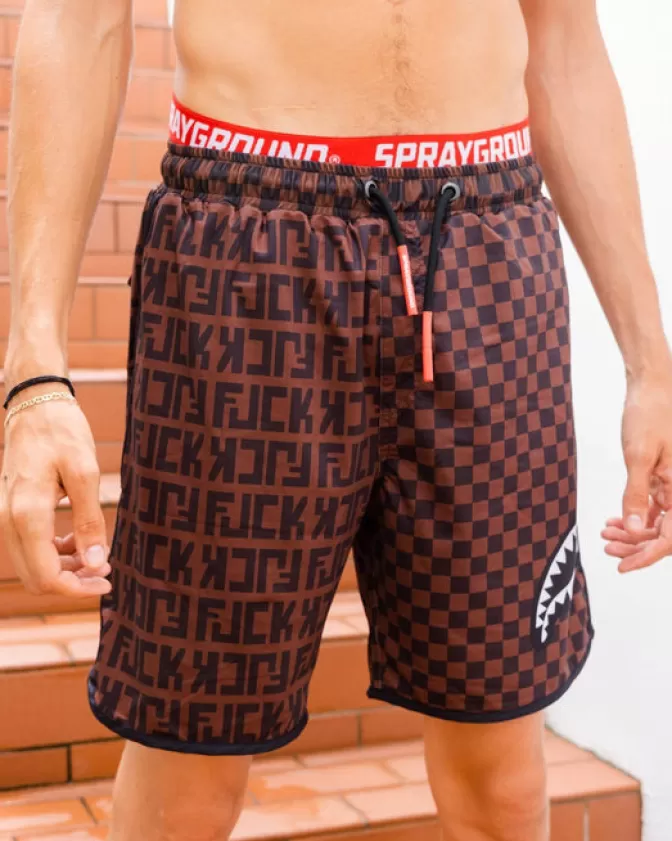 Sprayground Costumi Uomo Offended - Stampa Split Check, Pantaloncini Corti per Nuoto
