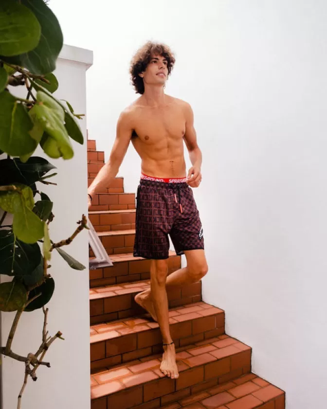 Sprayground Costumi Uomo Offended - Stampa Split Check, Pantaloncini Corti per Nuoto