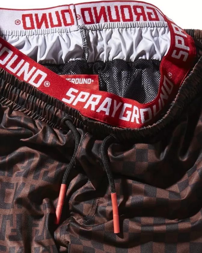 Sprayground Costumi Uomo Offended - Stampa Split Check, Pantaloncini Corti per Nuoto