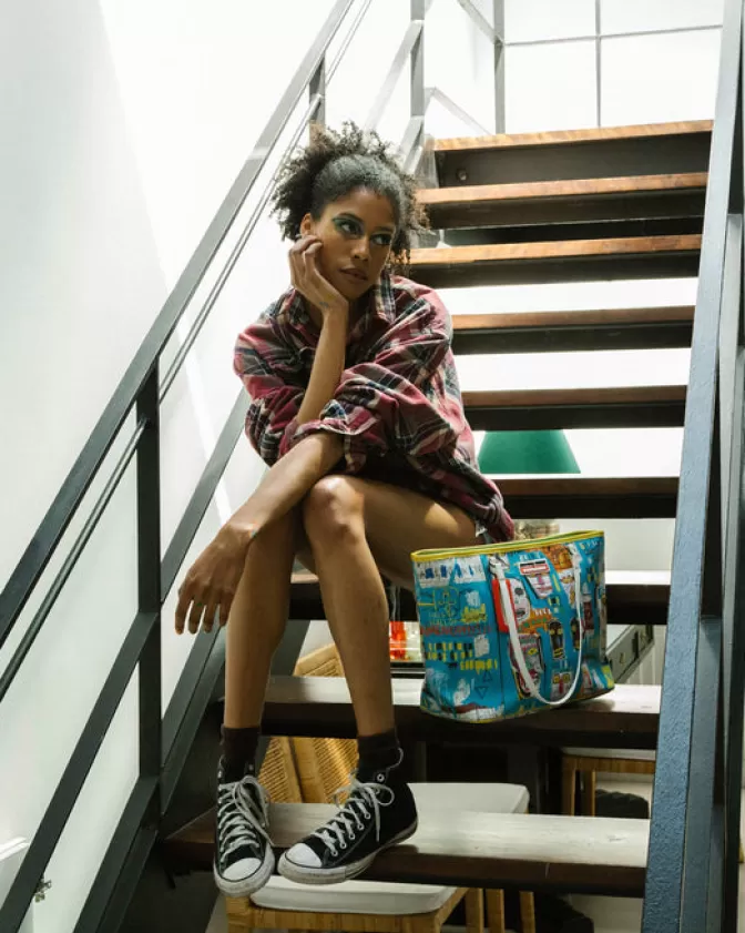 Borsa Sprayground Originale Basquiat x Mitchell Crew - Edizione 1983 con Stampa Artistica Esclusiva