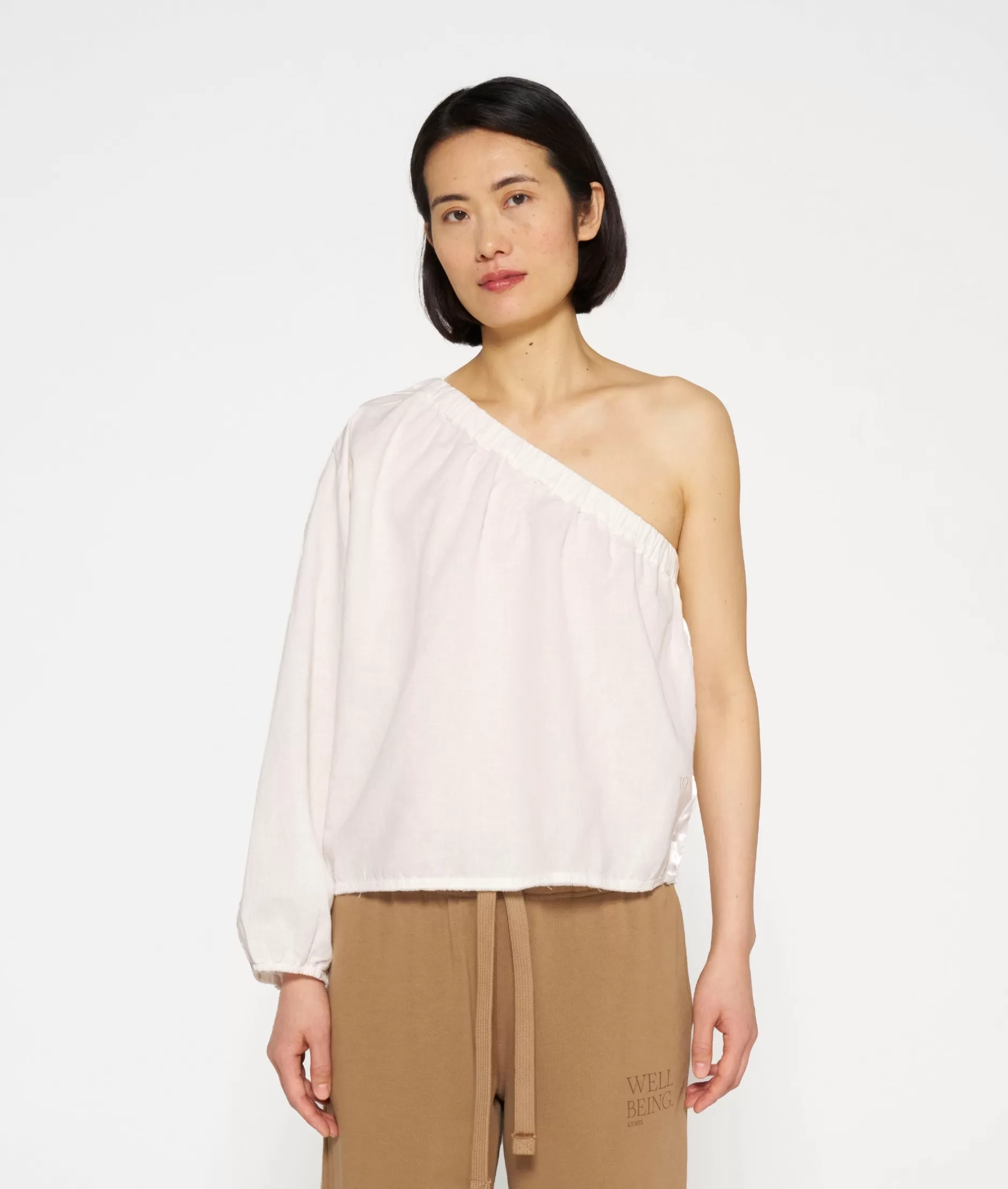 Donna Top Asimmetrico 10 Giorni - Camicia Monospalla con Dettaglio Drappeggio, Collezione Primavera