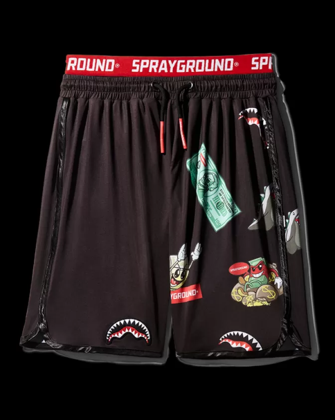 Sprayground Pantaloncini da Nuoto Corti con Stampa Grafica Slim Fit - Nero