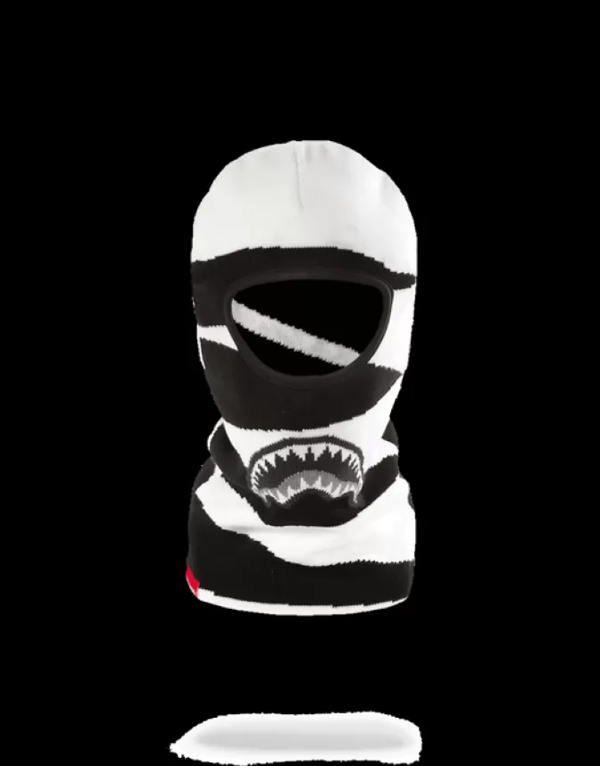 Passamontagna Sprayground - Motivo Squalo Fantasma con Graffiti Tagliati, Maschera Termica Unisex per Sport Invernali Stile Urbano