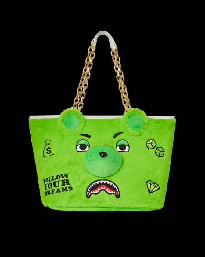 Sprayground - Borsa a Tracolla Peluche Orsetto Portafortuna | Modello Premium in Tessuto Verde Smeraldo con Design Esclusivo