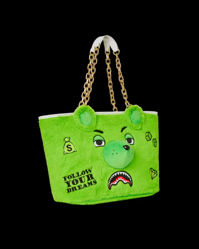 Sprayground - Borsa a Tracolla Peluche Orsetto Portafortuna | Modello Premium in Tessuto Verde Smeraldo con Design Esclusivo