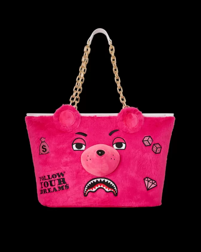 Sprayground | Borraccia Morbida MoneyBear in Peluche - Tracolla Elegante Rosa