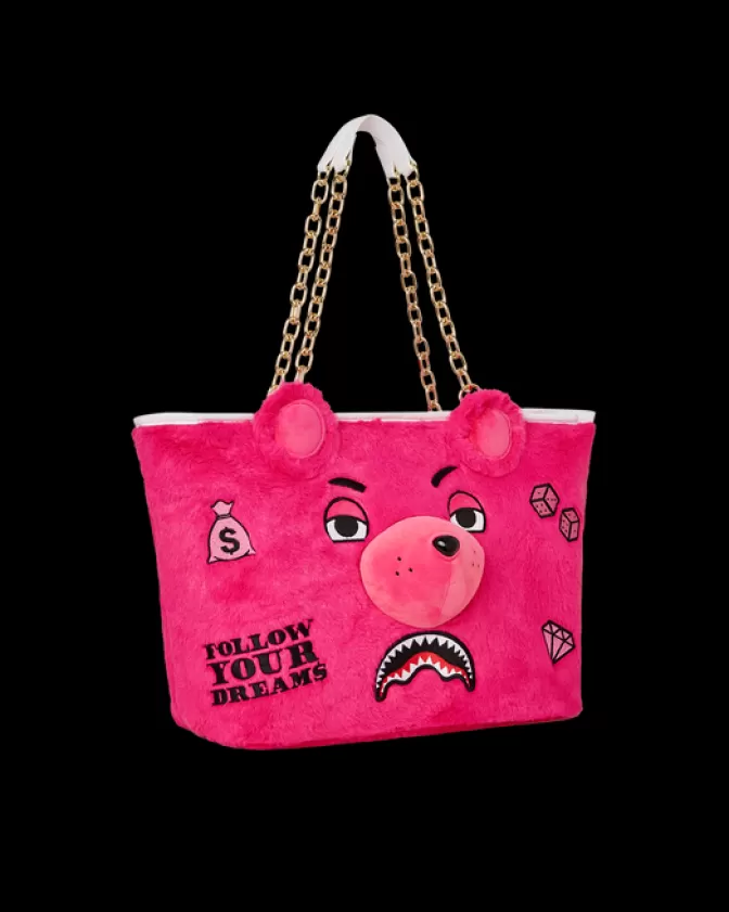 Sprayground | Borraccia Morbida MoneyBear in Peluche - Tracolla Elegante Rosa