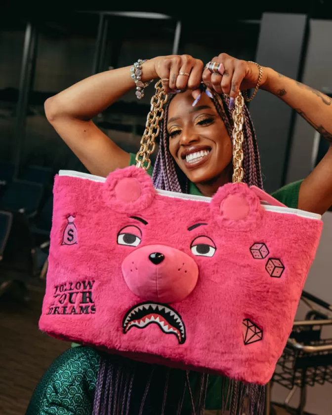 Sprayground | Borraccia Morbida MoneyBear in Peluche - Tracolla Elegante Rosa