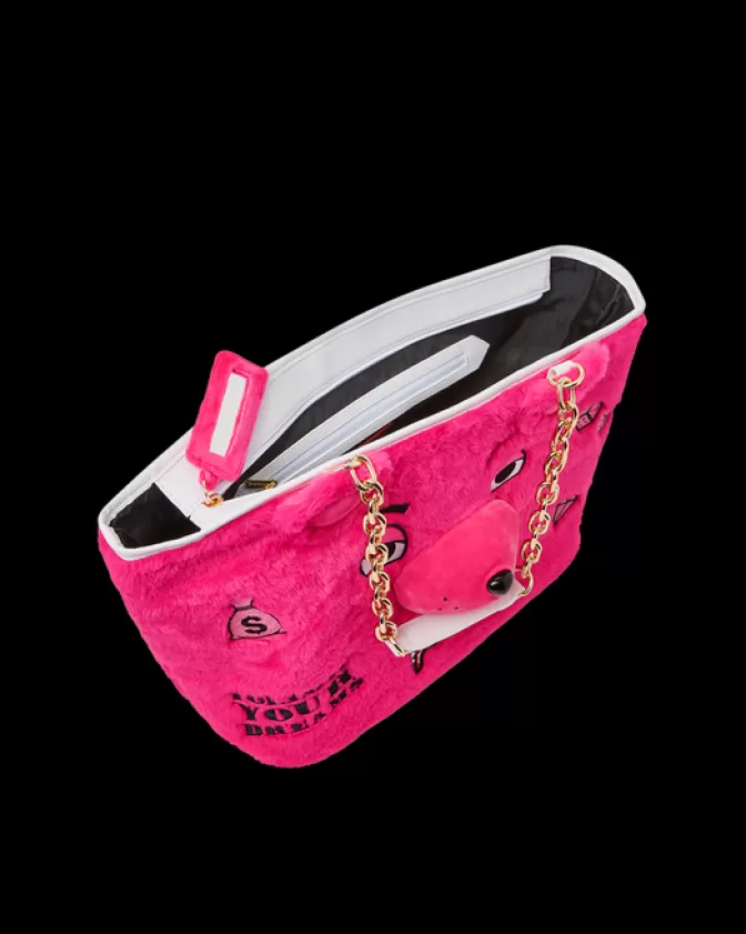 Sprayground | Borraccia Morbida MoneyBear in Peluche - Tracolla Elegante Rosa
