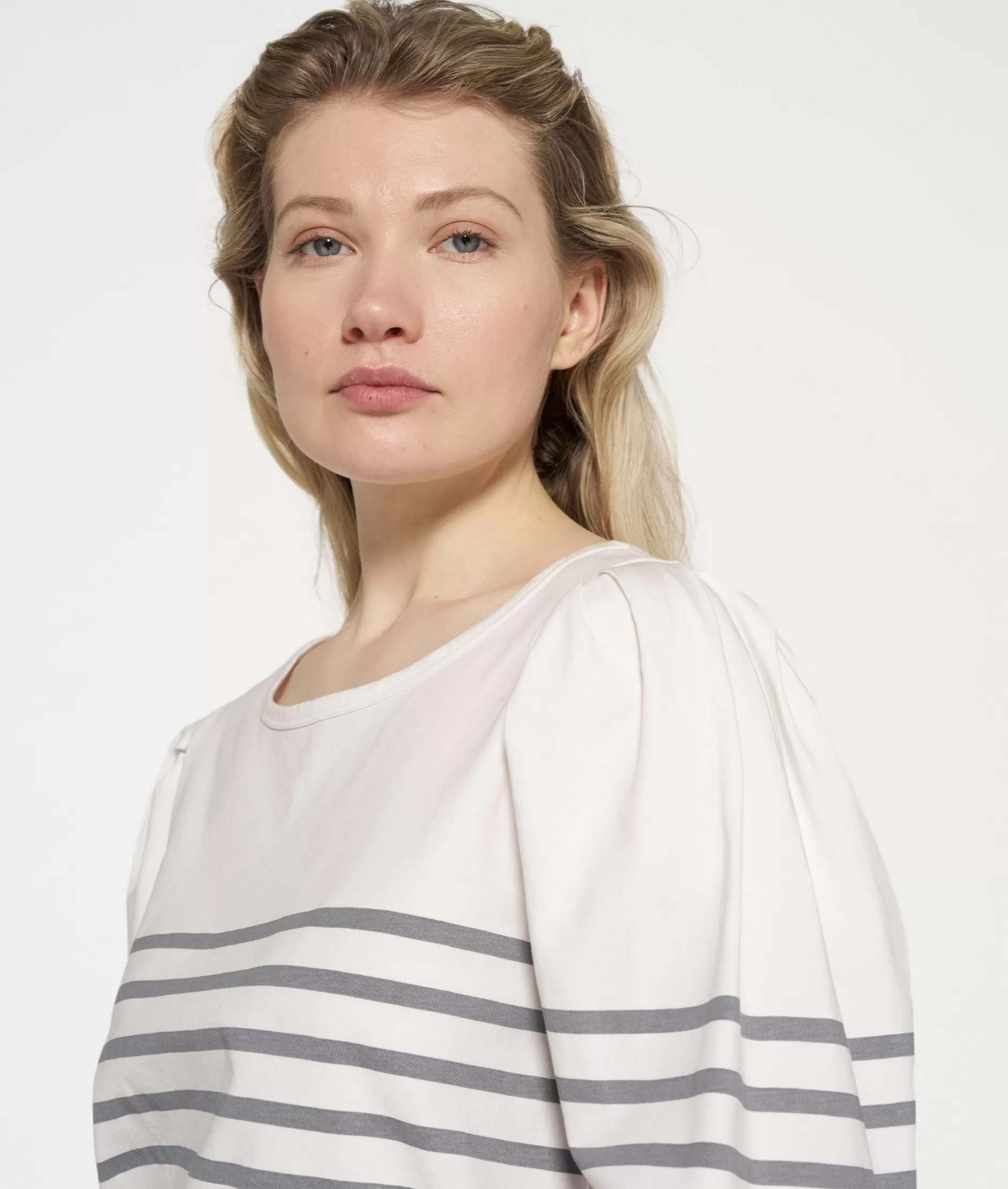 Maglia Donna con Maniche Lunghe 10DAYS - T-Shirt Casual con Scollo a Bomba e Strisce Eleganti