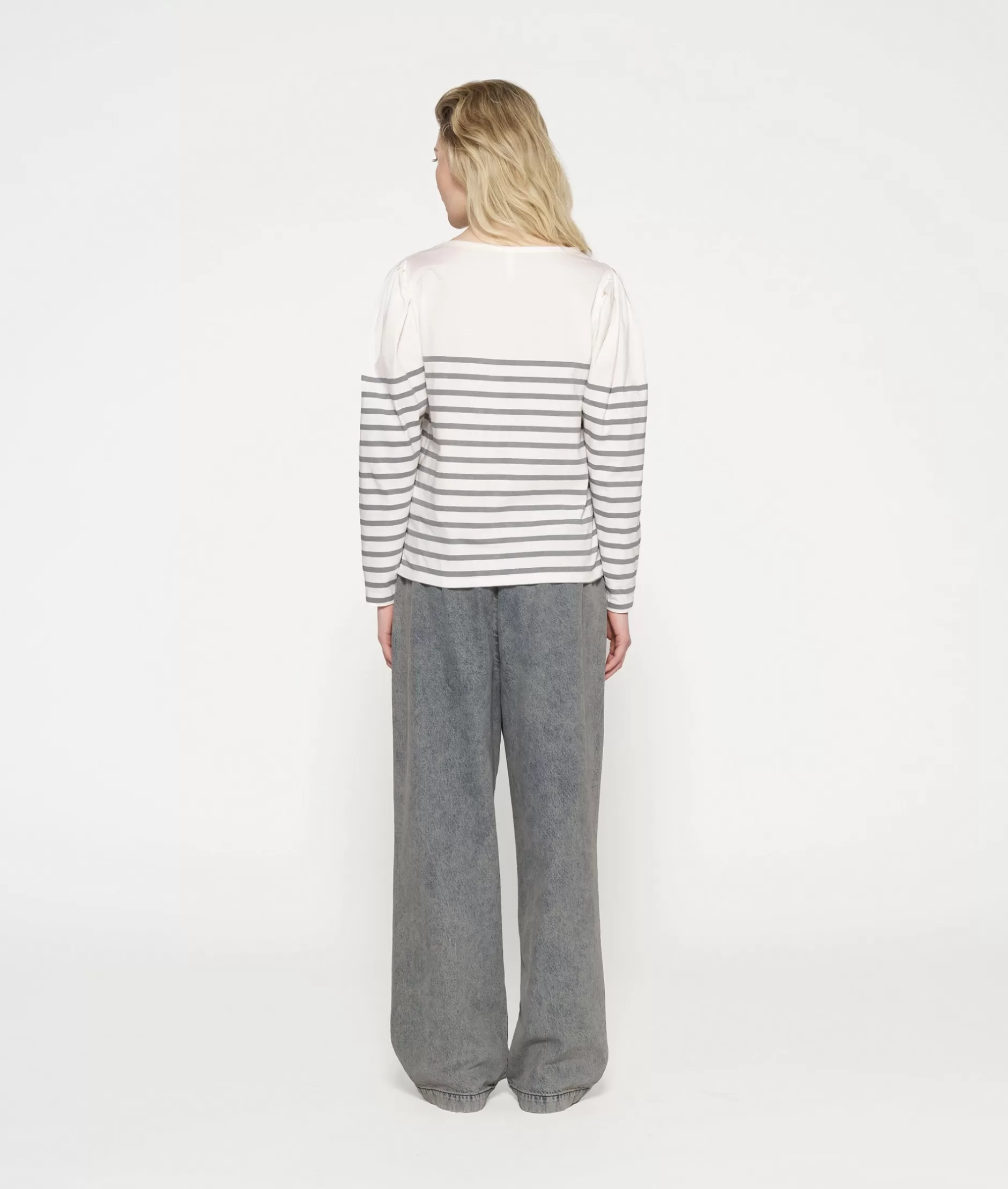 Maglia Donna con Maniche Lunghe 10DAYS - T-Shirt Casual con Scollo a Bomba e Strisce Eleganti
