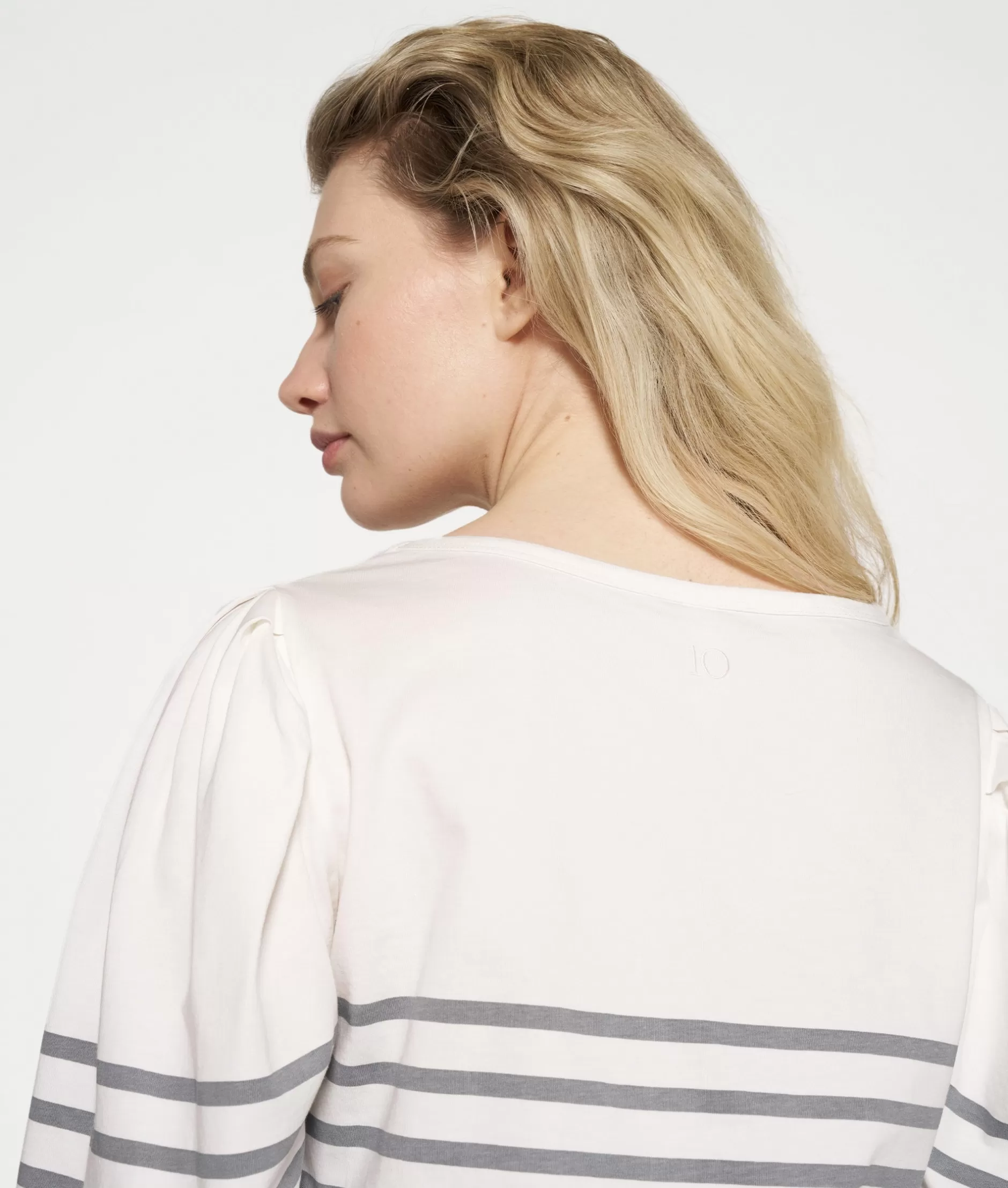 Maglia Donna con Maniche Lunghe 10DAYS - T-Shirt Casual con Scollo a Bomba e Strisce Eleganti