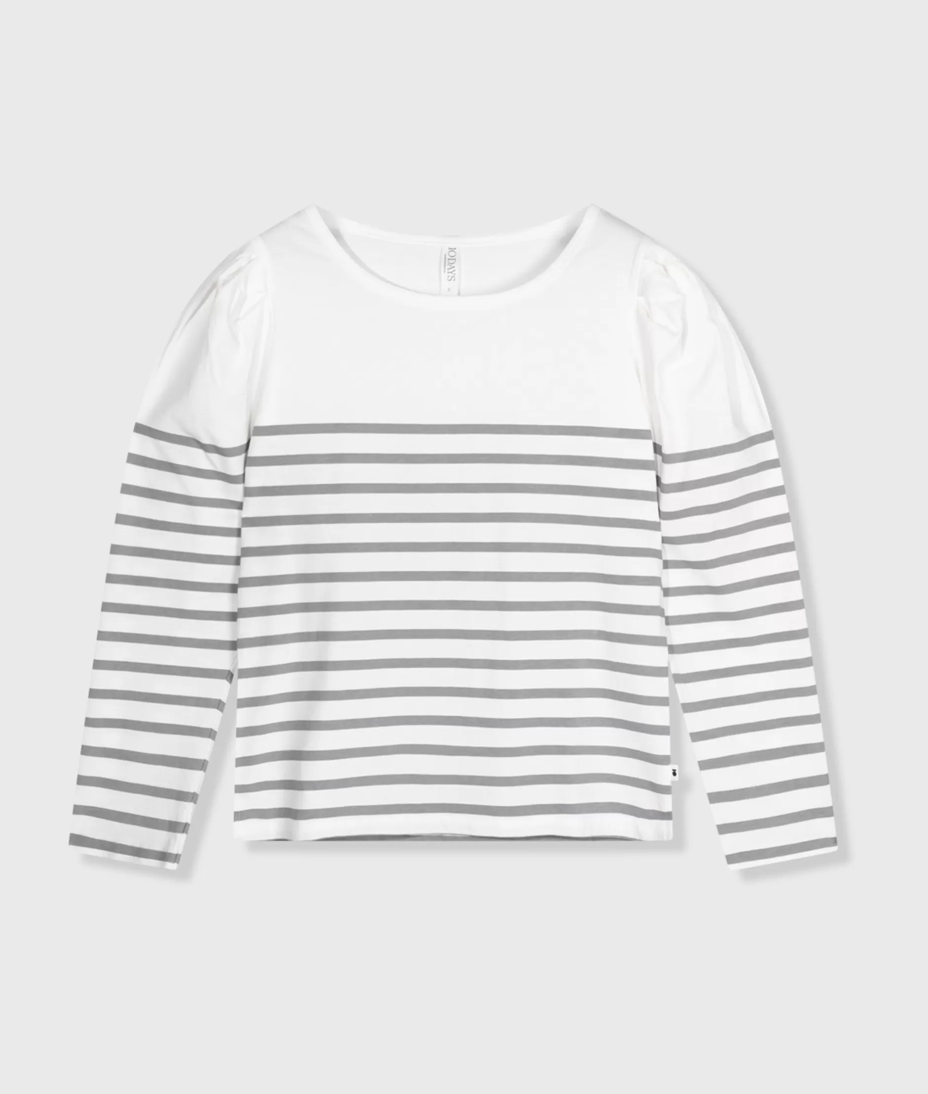 Maglia Donna con Maniche Lunghe 10DAYS - T-Shirt Casual con Scollo a Bomba e Strisce Eleganti