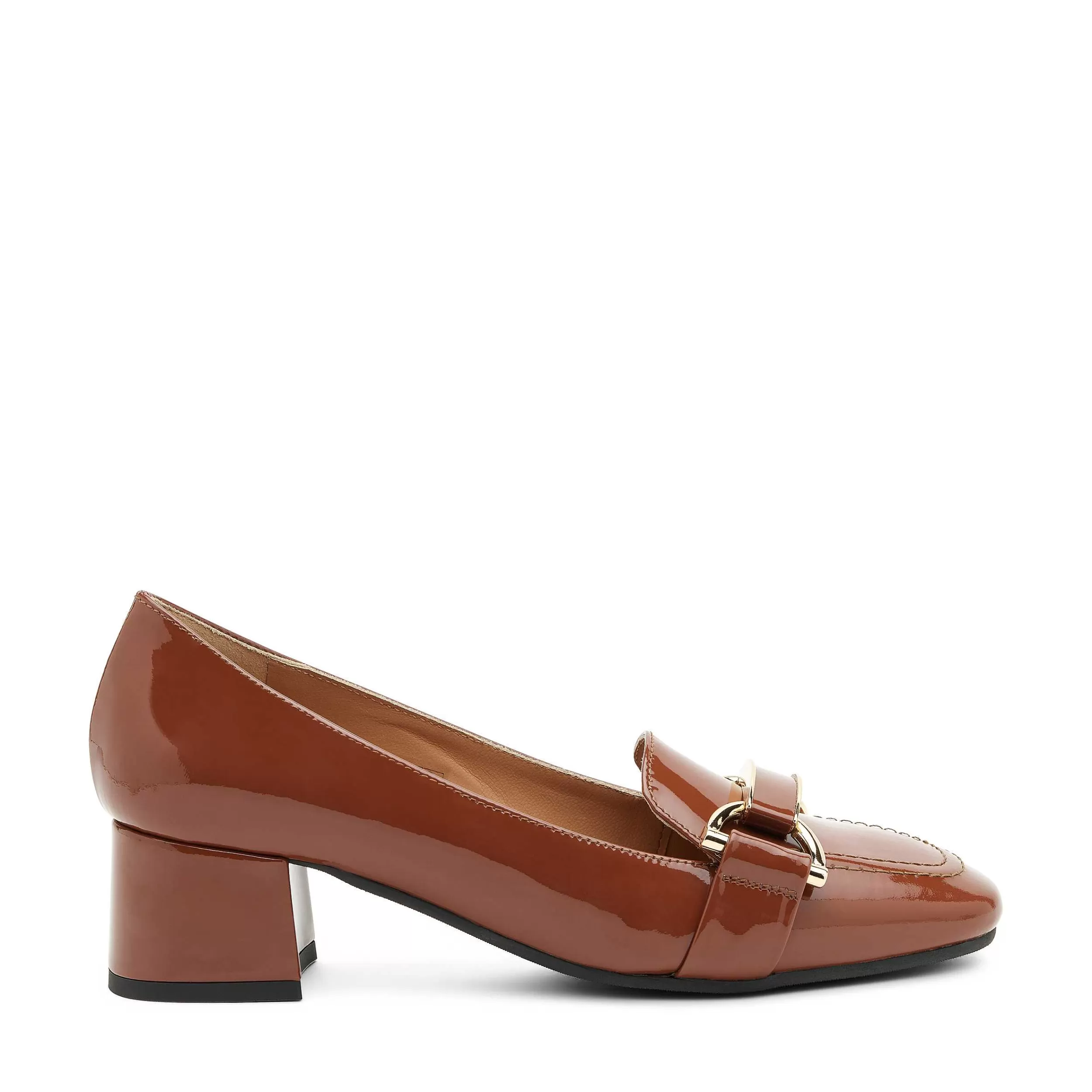 Scarpe col tacco laccato per donna con fibbia decorativa - Stile raffinato per look eleganti
