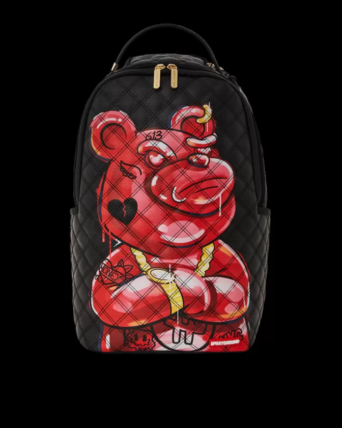 Zaino Sprayground Edizione Speciale con Orso Diablo Dipinto a Mano - Design Trapuntato Artistico Modello DLXV