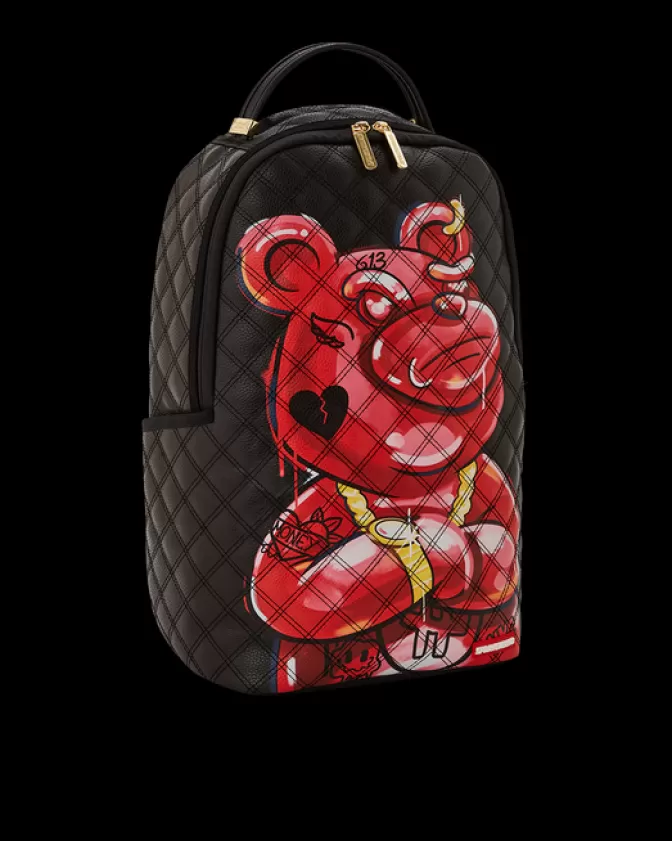 Zaino Sprayground Edizione Speciale con Orso Diablo Dipinto a Mano - Design Trapuntato Artistico Modello DLXV
