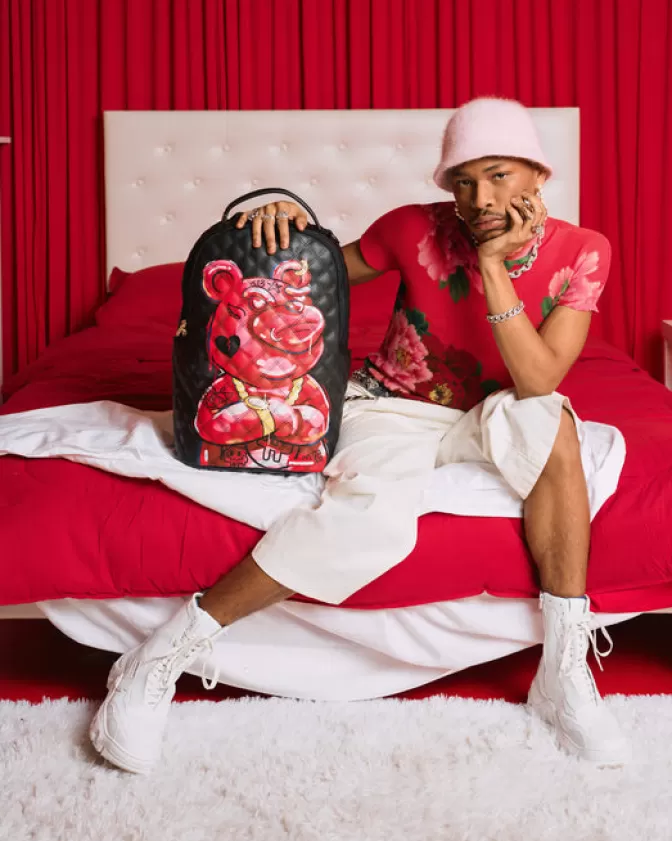 Zaino Sprayground Edizione Speciale con Orso Diablo Dipinto a Mano - Design Trapuntato Artistico Modello DLXV