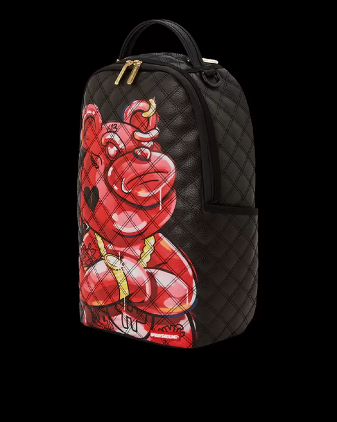 Zaino Sprayground Edizione Speciale con Orso Diablo Dipinto a Mano - Design Trapuntato Artistico Modello DLXV