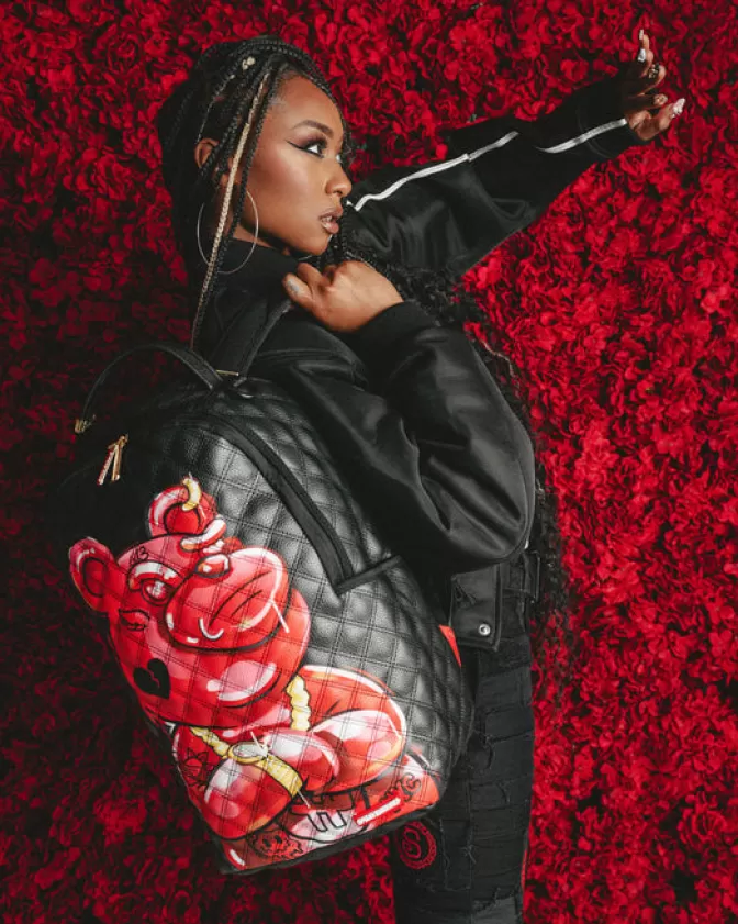 Zaino Sprayground Edizione Speciale con Orso Diablo Dipinto a Mano - Design Trapuntato Artistico Modello DLXV