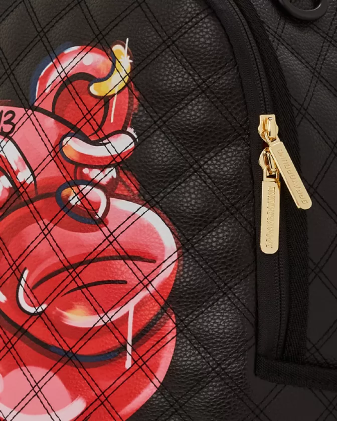 Zaino Sprayground Edizione Speciale con Orso Diablo Dipinto a Mano - Design Trapuntato Artistico Modello DLXV