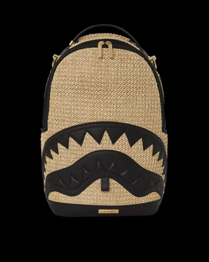 Zaino Sprayground Tropicale - Fibra di Palma Intrecciata con Design a Foglia 

(：，