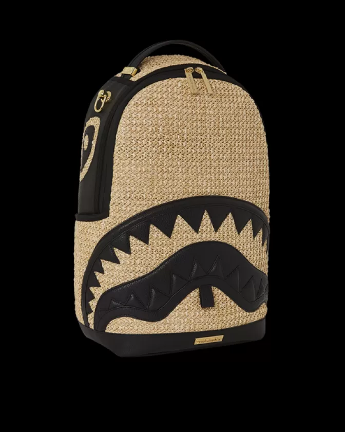 Zaino Sprayground Tropicale - Fibra di Palma Intrecciata con Design a Foglia 

(：，