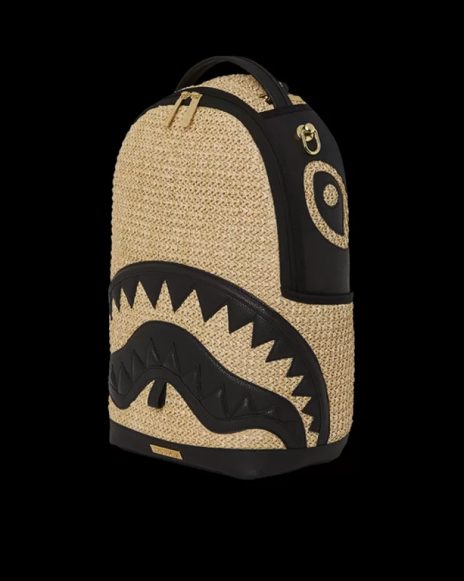 Zaino Sprayground Tropicale - Fibra di Palma Intrecciata con Design a Foglia 

(：，