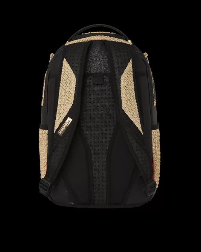 Zaino Sprayground Tropicale - Fibra di Palma Intrecciata con Design a Foglia 

(：，