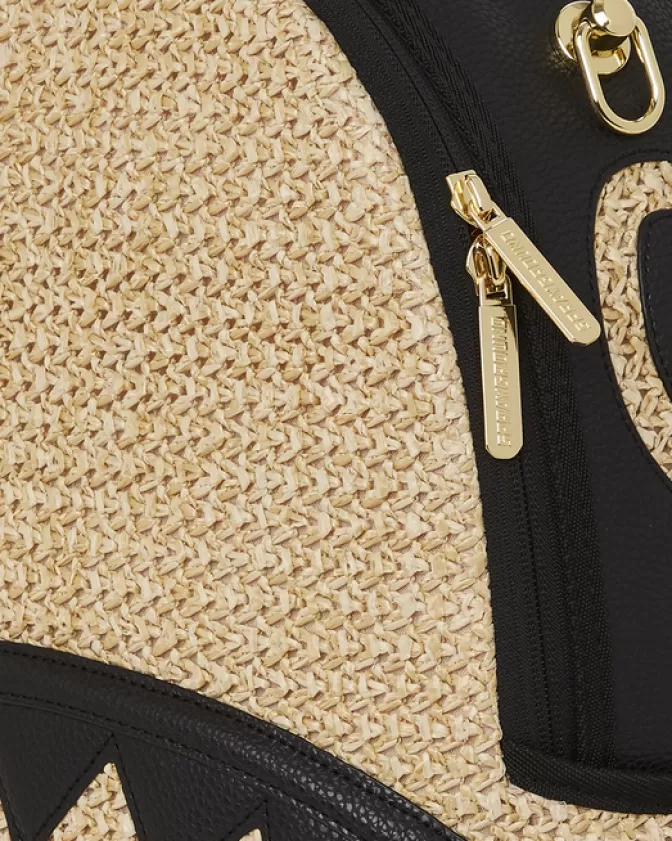 Zaino Sprayground Tropicale - Fibra di Palma Intrecciata con Design a Foglia 

(：，