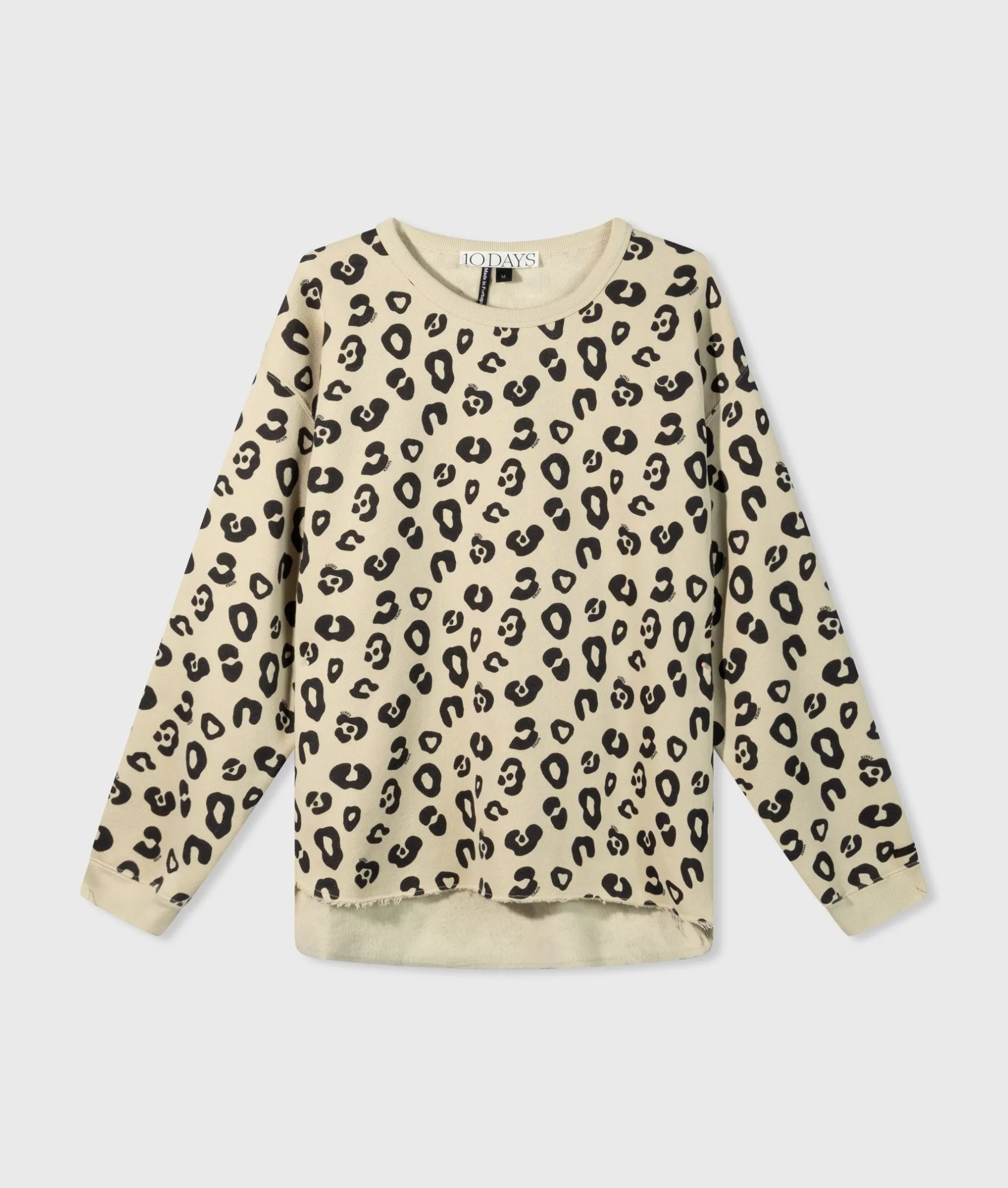 Felpa Donna 10DAYS con Bordi Sfilacciati - Stampa Leopardata per un Look Grintoso