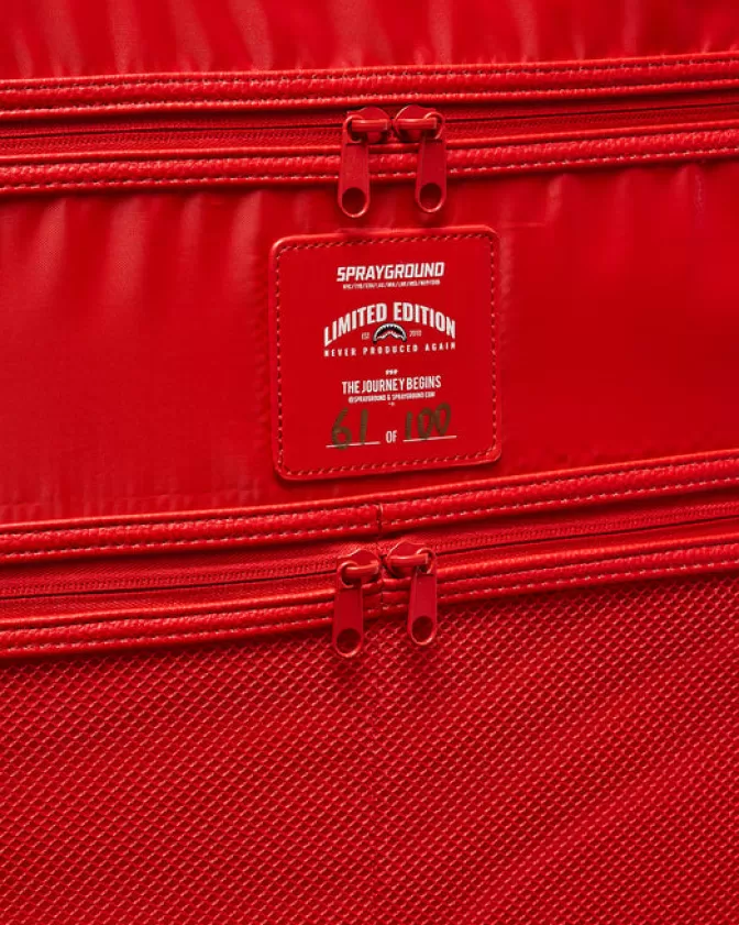 VALIGIA A MANO SPRAYGROUND ROSSO RIVIERA - BAGAGLIO STILE JETSET PER VIAGGI TROPICALI 

(：，