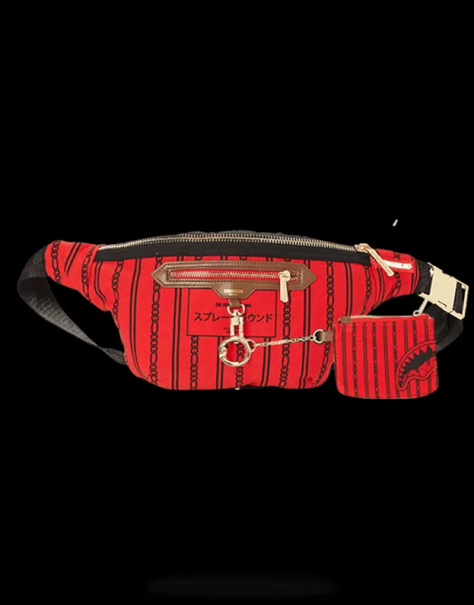 SPRAYGROUND Traversina Squali Ribaltati - Edizione Parigi con Tonalità Rosso Fuoco