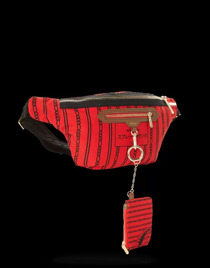 SPRAYGROUND Traversina Squali Ribaltati - Edizione Parigi con Tonalità Rosso Fuoco