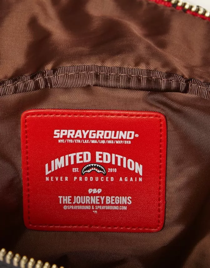 SPRAYGROUND Traversina Squali Ribaltati - Edizione Parigi con Tonalità Rosso Fuoco