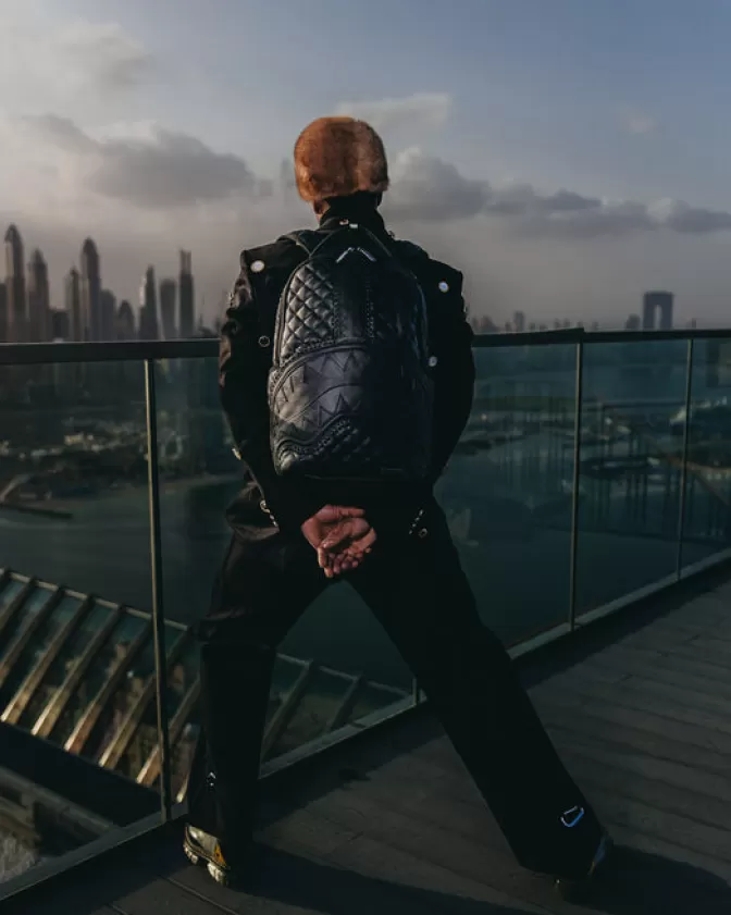 Zaino Elegante Sprayground Stile Riviera - Nero Assoluto con Design a Tema Marino, Ideale per Viaggi e Vita Urbana (Originale)
