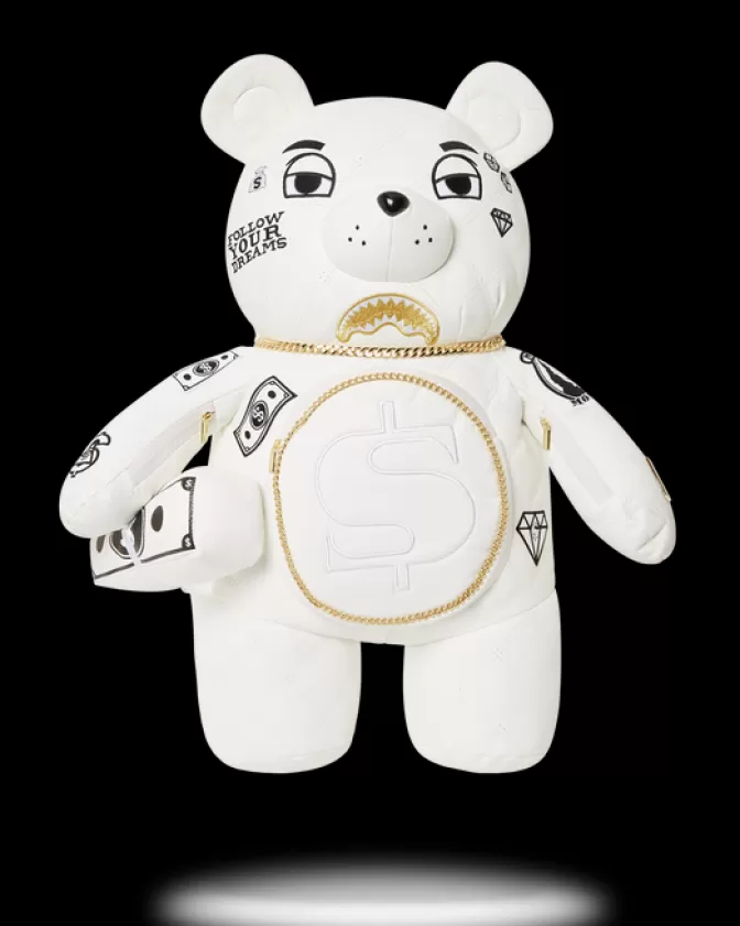 Zaini Eleganti a Forma di Orsacchiotto con Catena Dorata - Collezione MoneyBear Stile Riviera Bianco