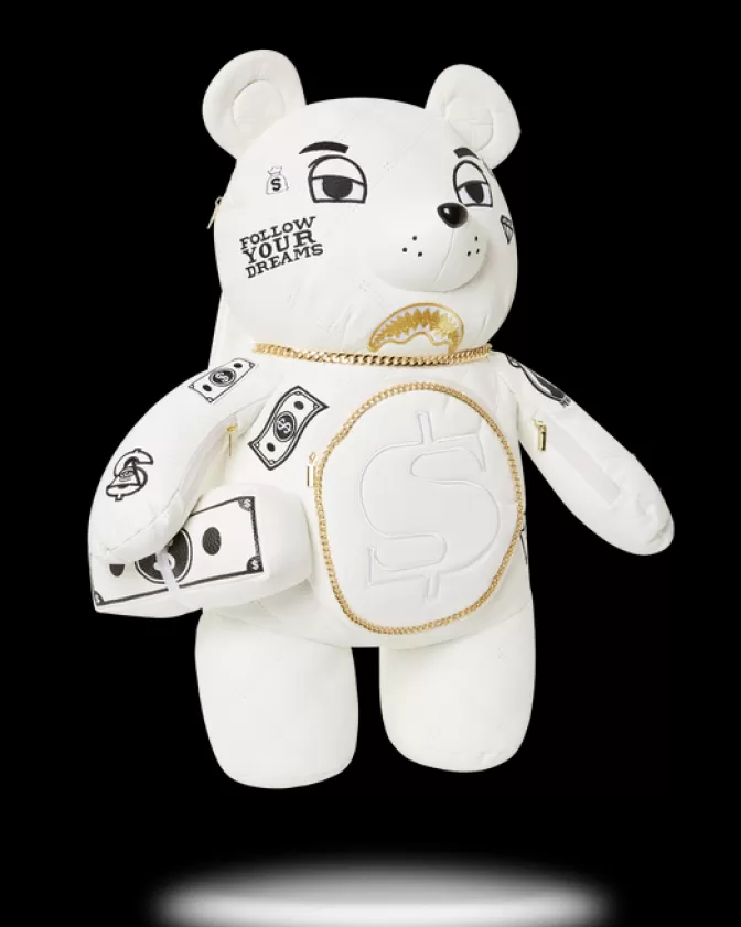 Zaini Eleganti a Forma di Orsacchiotto con Catena Dorata - Collezione MoneyBear Stile Riviera Bianco